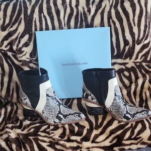Antonio Melani Black and White Ankle Booties